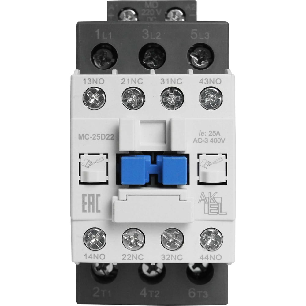 Изображение товара Контактор магнитный AKEL BA47 MC-25D22MD для постоянного тока 25А
