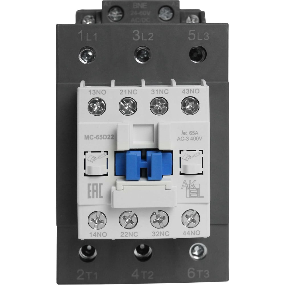 Изображение товара Контактор магнитный AKEL BA47 MC-65D22BNE 3P 2NO+2NC 65А 24-60VDC