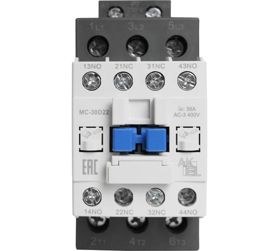 Изображение товара Контактор магнитный AKEL BA47 MC-38D22P7 3P 2NO+2NC/38A/230VAC 418720