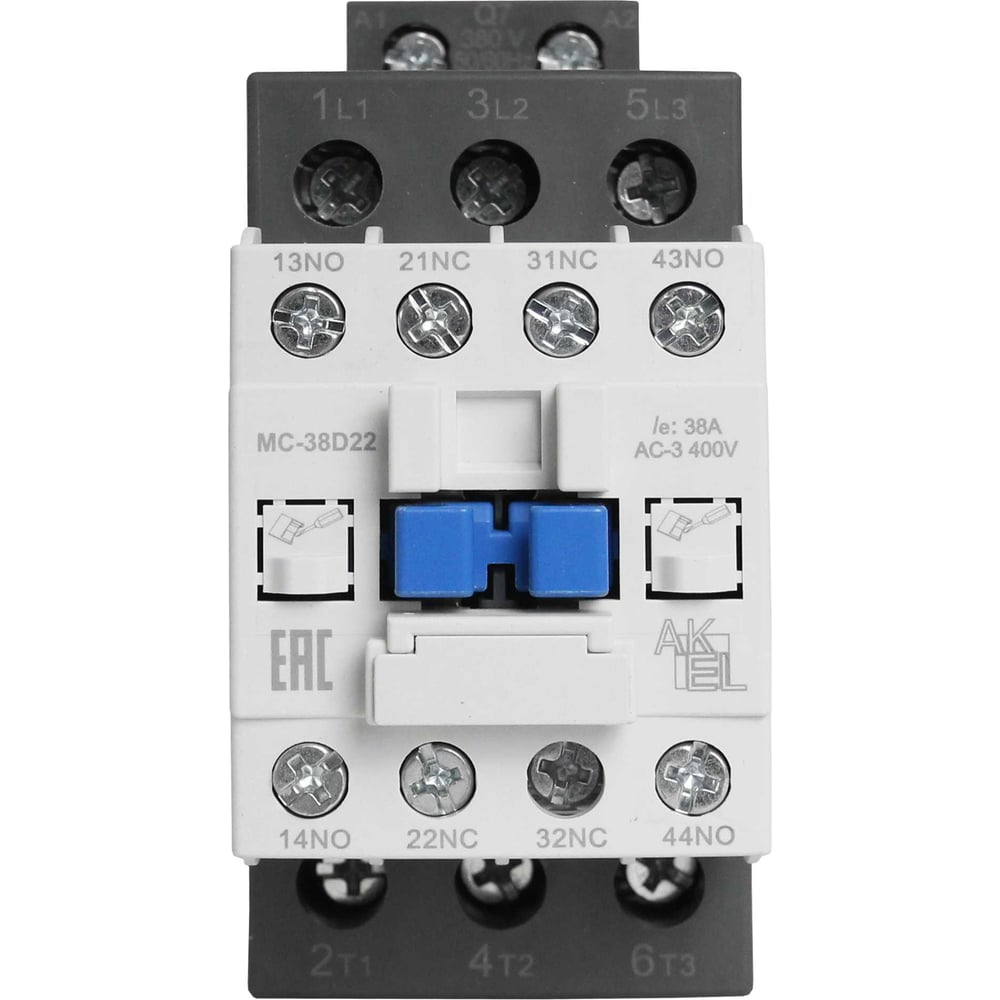 Изображение товара Контактор магнитный AKEL BA47 MC-38D22Q7 3P 2NO+2NC 38A 380VAC
