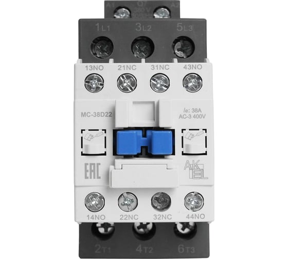 Изображение товара Контактор магнитный AKEL BA47 MC-38D22Q7 3P 2NO+2NC/38A/380VAC 418721