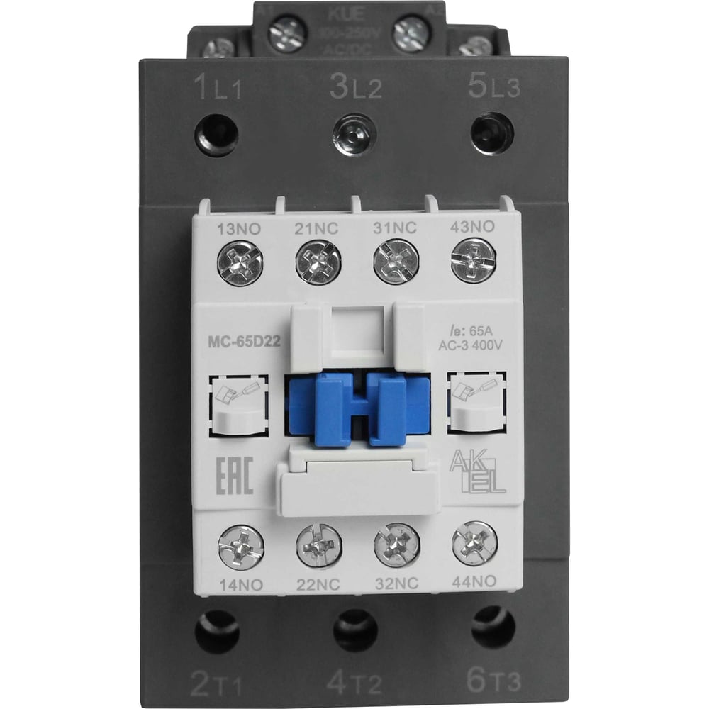 Изображение товара Контактор магнитный AKEL BA47 MC-65D22KUE 3P 2NO+2NC 65A 220VAC/DC