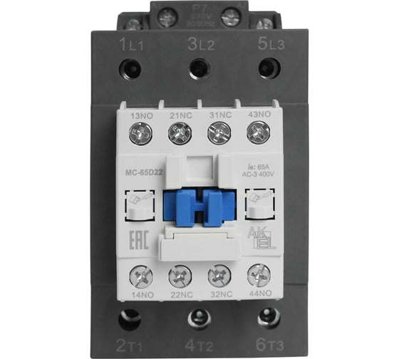 Изображение товара Контактор магнитный AKEL BA47 MC-65D22P7 3P 2NO+2NC/65A/230VAC 418726