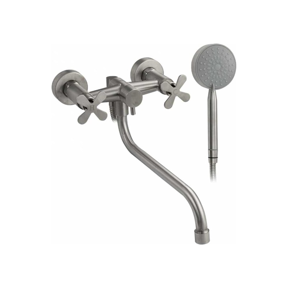 Изображение товара Смеситель для ванной BRIMIX с длинным изливом и дивертором, сатин