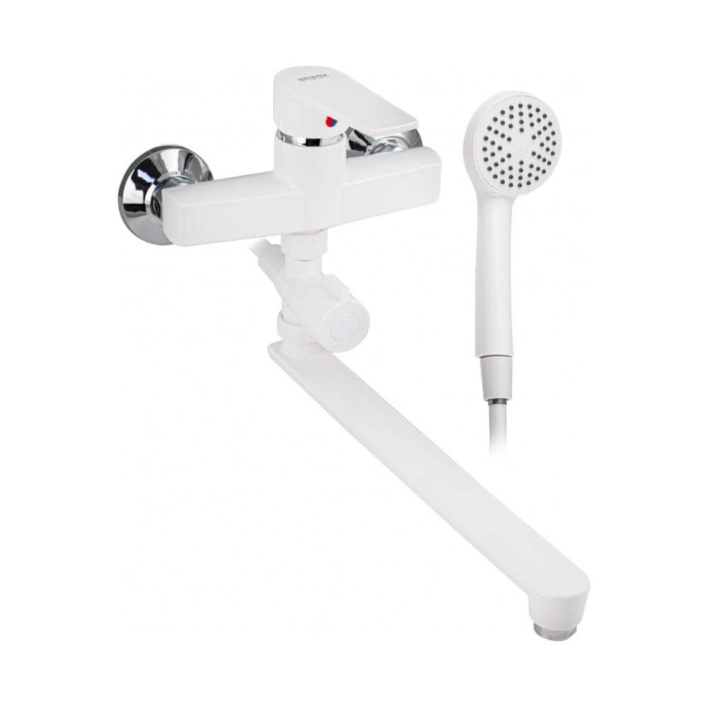 Изображение товара Смеситель для ванны BRIMIX с длинным изливом шаровый белый современный