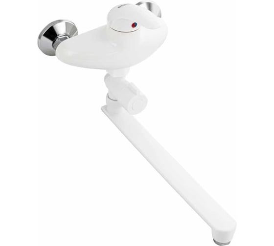 Изображение товара Смеситель в ванную BRIMIX длинный излив, шаровый, из высокопрочного пластика АБС, белый с дивертором м/к , обтекаемый корпус 5621