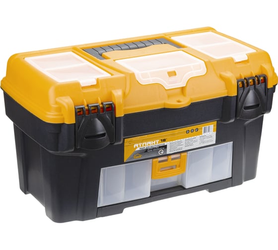 Изображение товара Ящик для инструментов IDEA АТЛАНТ 18' с консолью и секциями черный с желтым М 2924