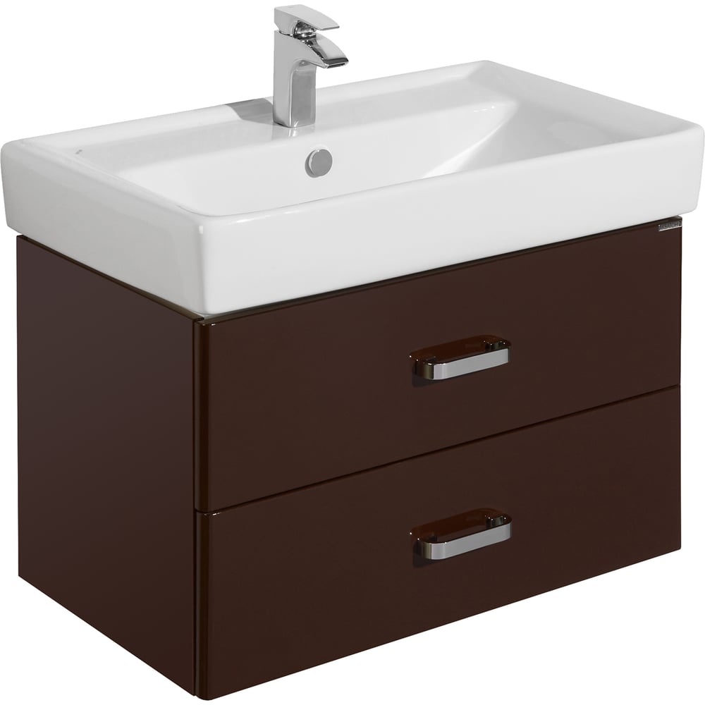 Изображение товара Тумба под раковину AQUATON Америна 80 темно-коричневая подвесная с ящиками