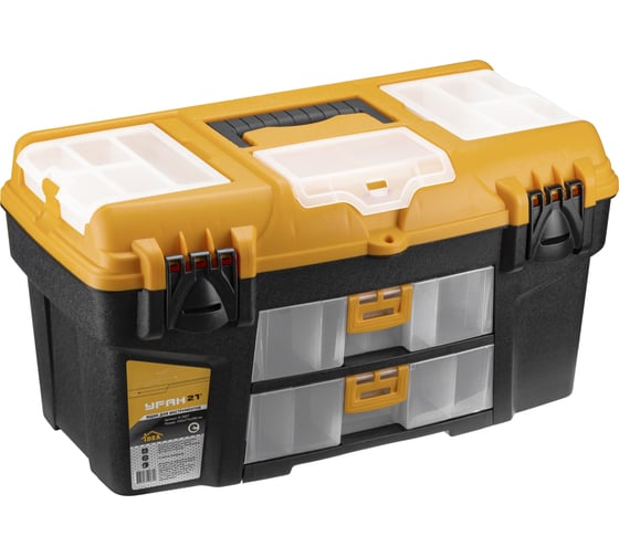 Изображение товара Ящик для инструментов IDEA УРАН 21' с двумя консолями и коробками желтый с черным М 2927