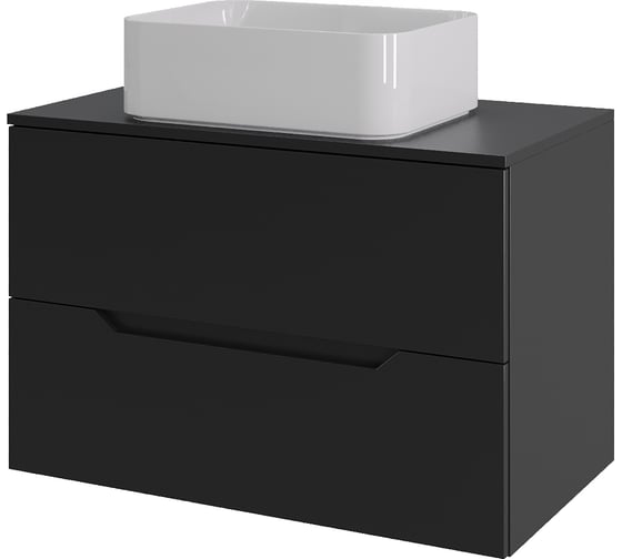 Изображение товара Тумба с раковиной подвесная 70 см ORANGE черный/белый Line Li-70TubMDF+B02-460W