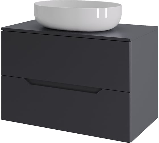 Изображение товара Тумба с раковиной подвесная ORANGE Line Li-70TugMDF+B05-520W 70 см графит/белый X614436999