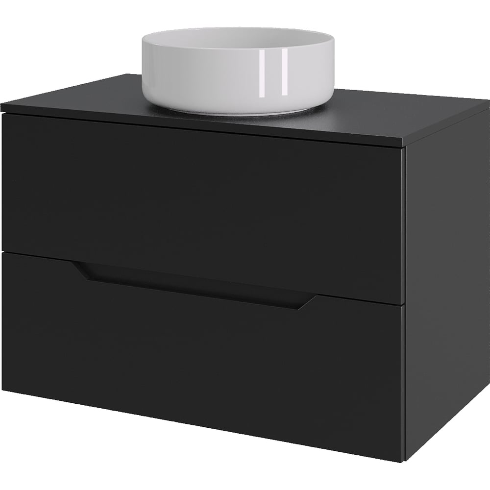 Изображение товара Тумба с раковиной ORANGE Line Li-70TubMDF+B09-360W черная с белой глянцевой раковиной диаметр 45 мм