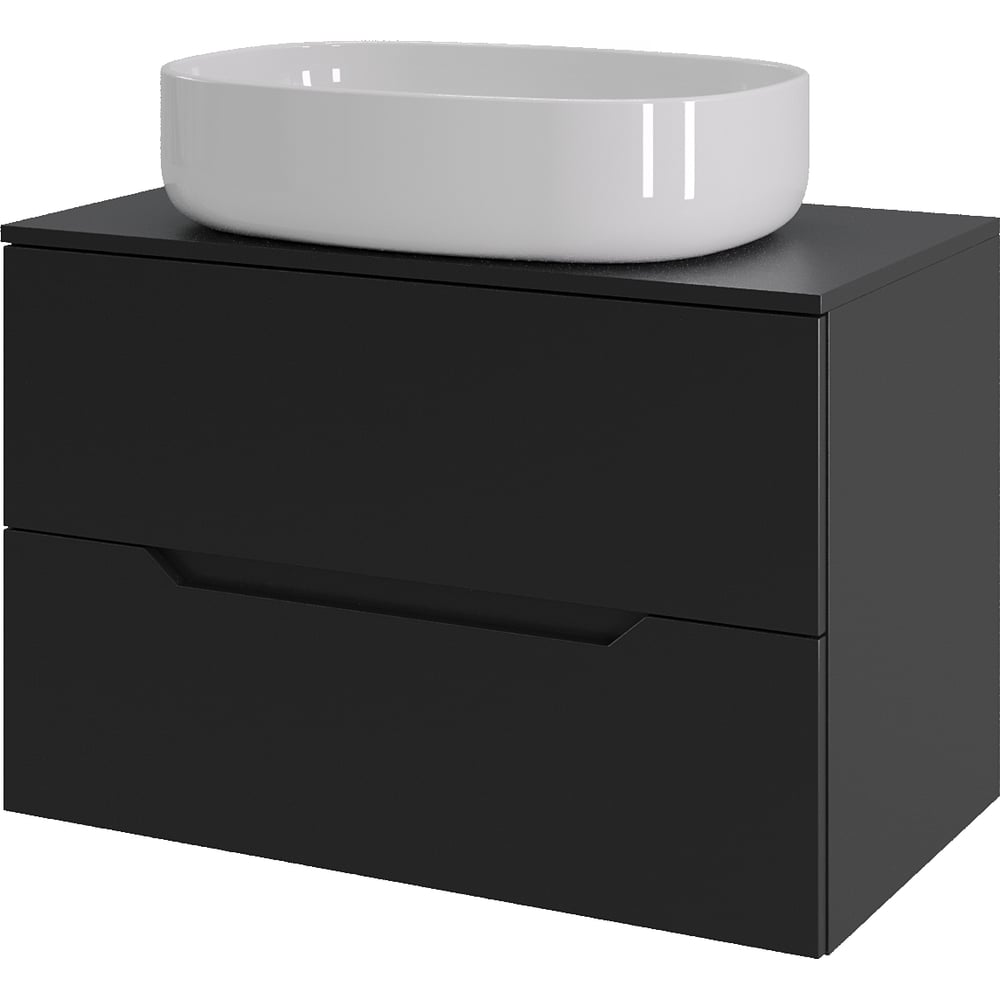 Изображение товара Тумба с раковиной ORANGE Line Li-70TubMDF+B08-600W современная 70 см черный/белый