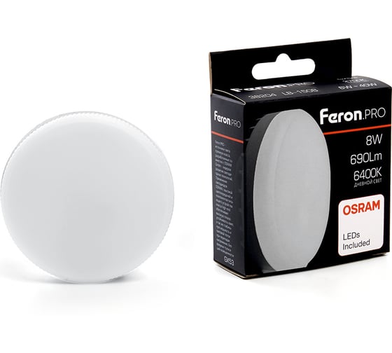 Изображение товара Светодиодная лампа FERON 8W 230V GX53 6400K, LB-1508 38204
