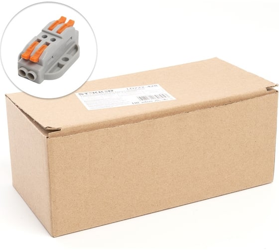 Изображение товара Строительно-монтажная клемма STEKKER для подключения фазных проводников 2 контактные группы, (1 ввод,1вывод на полюс) LD222-429 39501