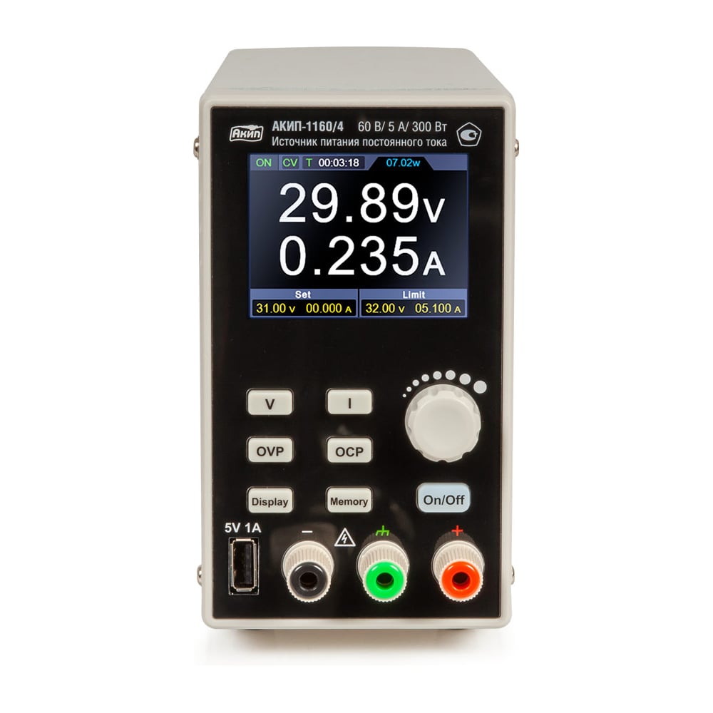 Изображение товара Источник питания АКИП-1160/2Т настольный 0-60 В 5 А защита от короткого замыкания