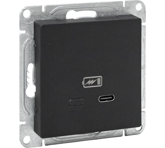 Изображение товара Механизм розетки EKF USB-С, быстрая, чёрная Эпика UP1-SOB-USBCF