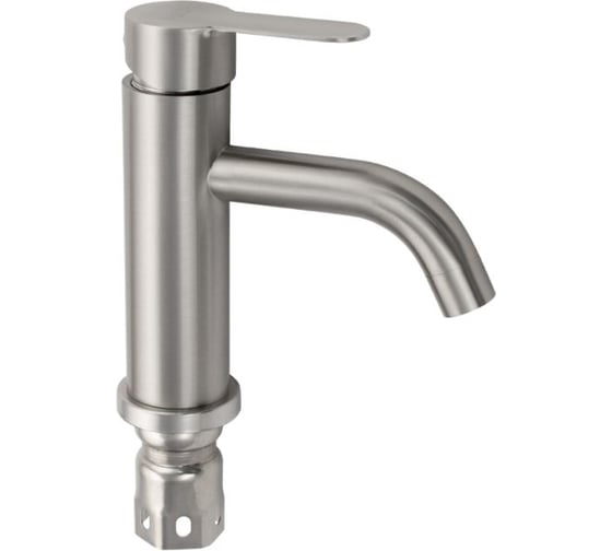 Изображение товара Смеситель для раковины BRIMIX шаровый, литой корпус, изогнутый излив, из нержавеющей стали марки 304, цвет сатин 9350