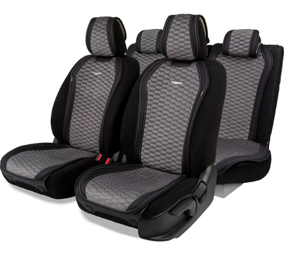 Изображение товара Накидки AUTOPROFI Designo, комплект на весь салон, стёганая алькантара + эко-кожа, чёрн./т.серый DES-1100 BK/D.GY