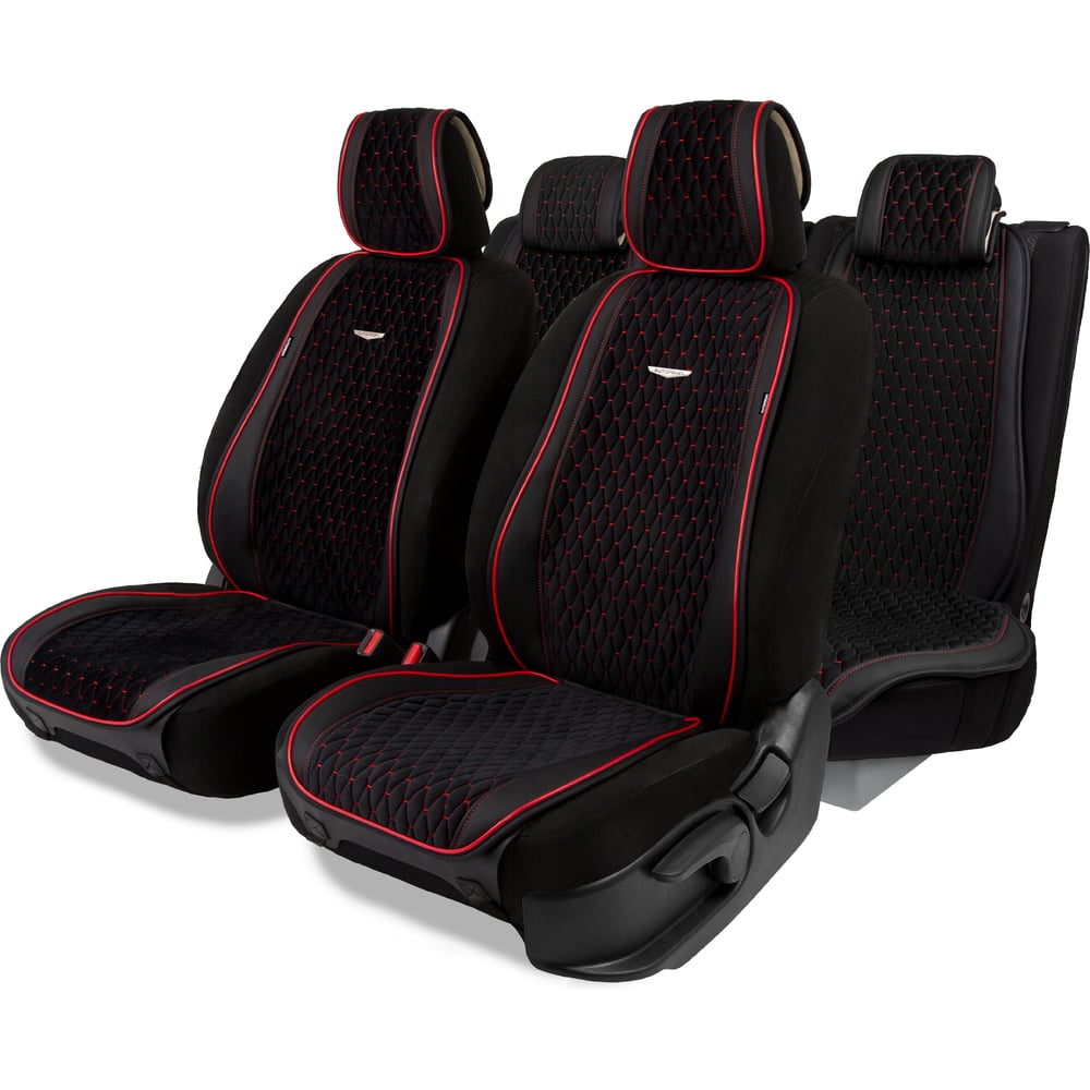 Изображение товара Накидки AUTOPROFI Autobiography черный/красный для сидений автомобиля