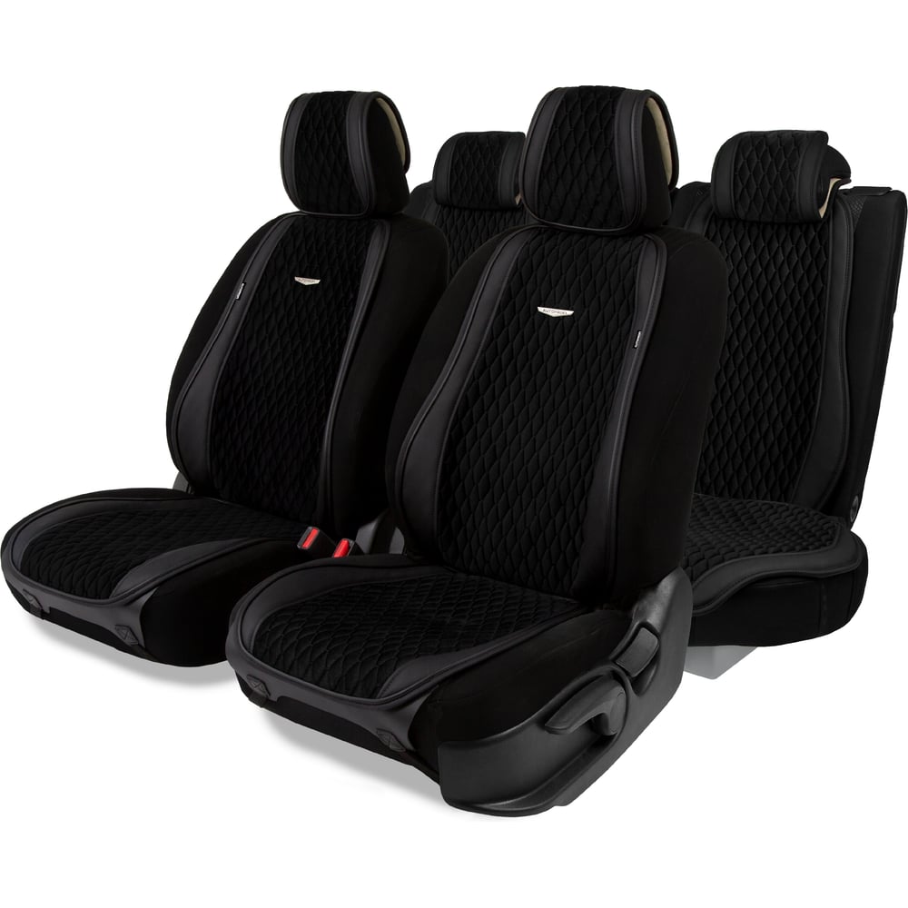 Изображение товара Накидки AUTOPROFI Autobiography комплект на весь салон из алькантары и эко-кожи черные