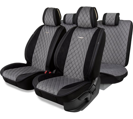 Изображение товара Накидки AUTOPROFI Grande, комплект на весь салон, стёганая алькантара + эко-кожа, чёрный/темно-серый GRN-1100 BK/D.GY