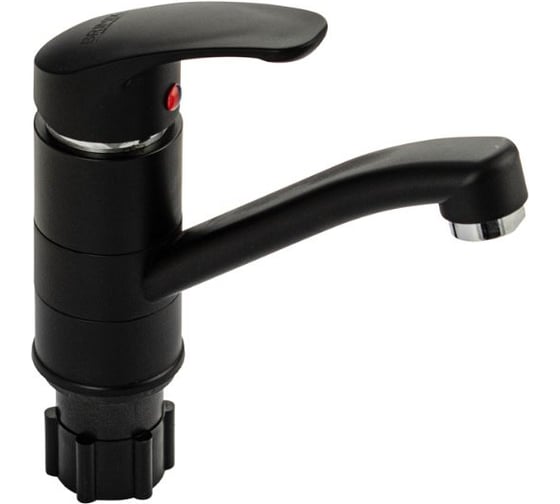 Изображение товара Смеситель для раковины, кухонной мойки BRIMIX шаровый, с поворотным изливом 15 см, из высокопрочного АБС пластика, цвет черный 5691