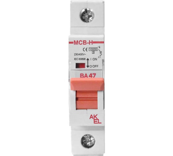 Изображение товара Выключатель автоматический Akel ВА47-MCB-H-1P-C2-AC 1P/2A/C/10kA 400314