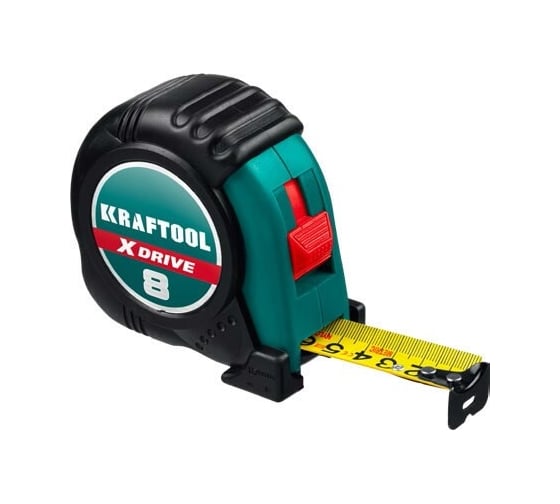 Изображение товара Рулетка KRAFTOOL X-Drive 8м/25мм с ударостойким обрезиненным корпусом 34122-08_z02