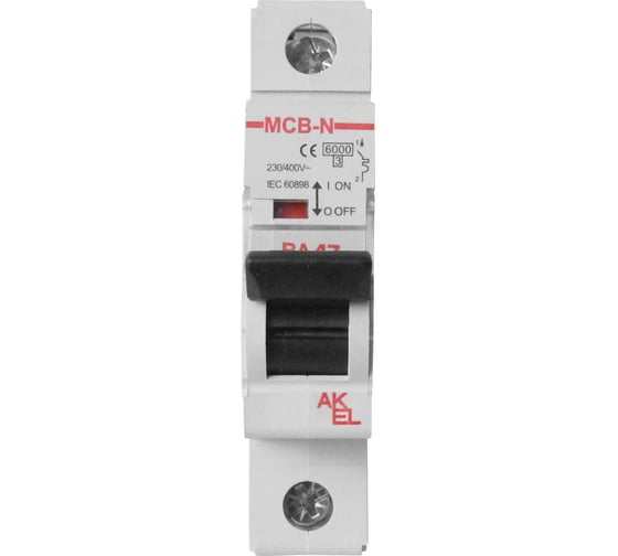 Изображение товара Выключатель автоматический Akel ВА47-MCB-N-1P-C4-AC 1P/4A/C/6kA 400082
