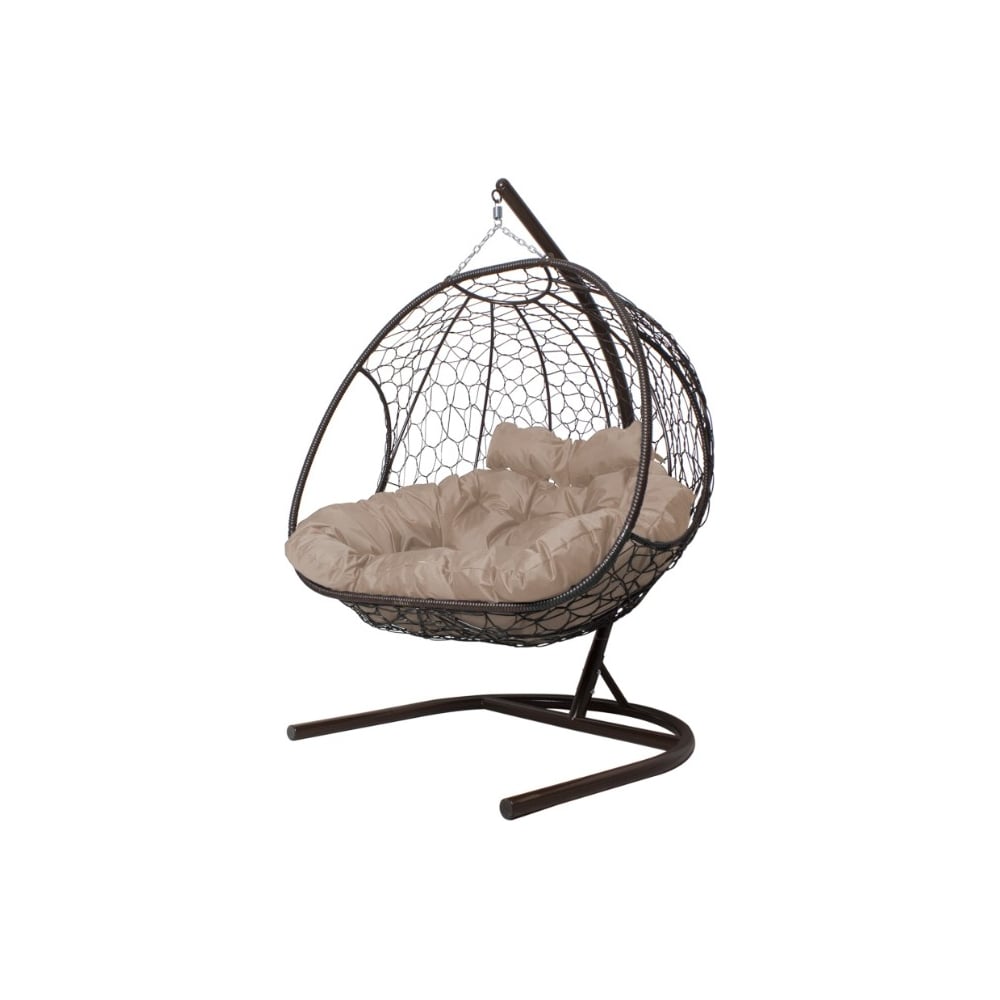 Изображение товара Подвесное кресло M-GROUP ДОБРЫНЯ с ротангом коричневое 2 места