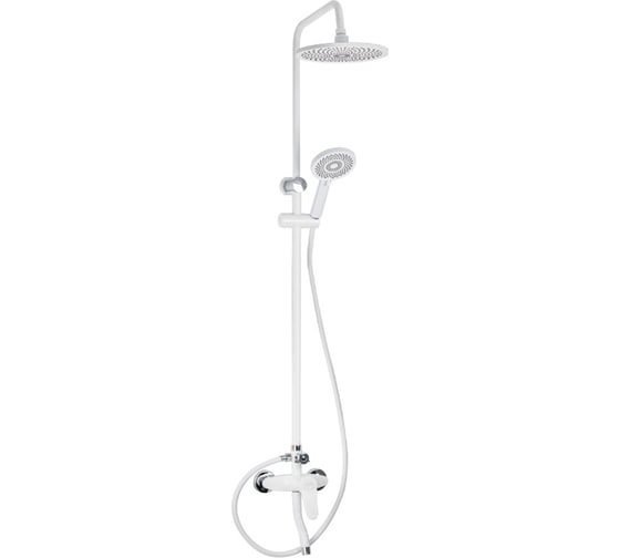 Изображение товара Смеситель + стойка душевая тропический душ BRIMIX с двумя лейками, корпус АБС пластик АБС, цвет БЕЛЫЙ. 3054