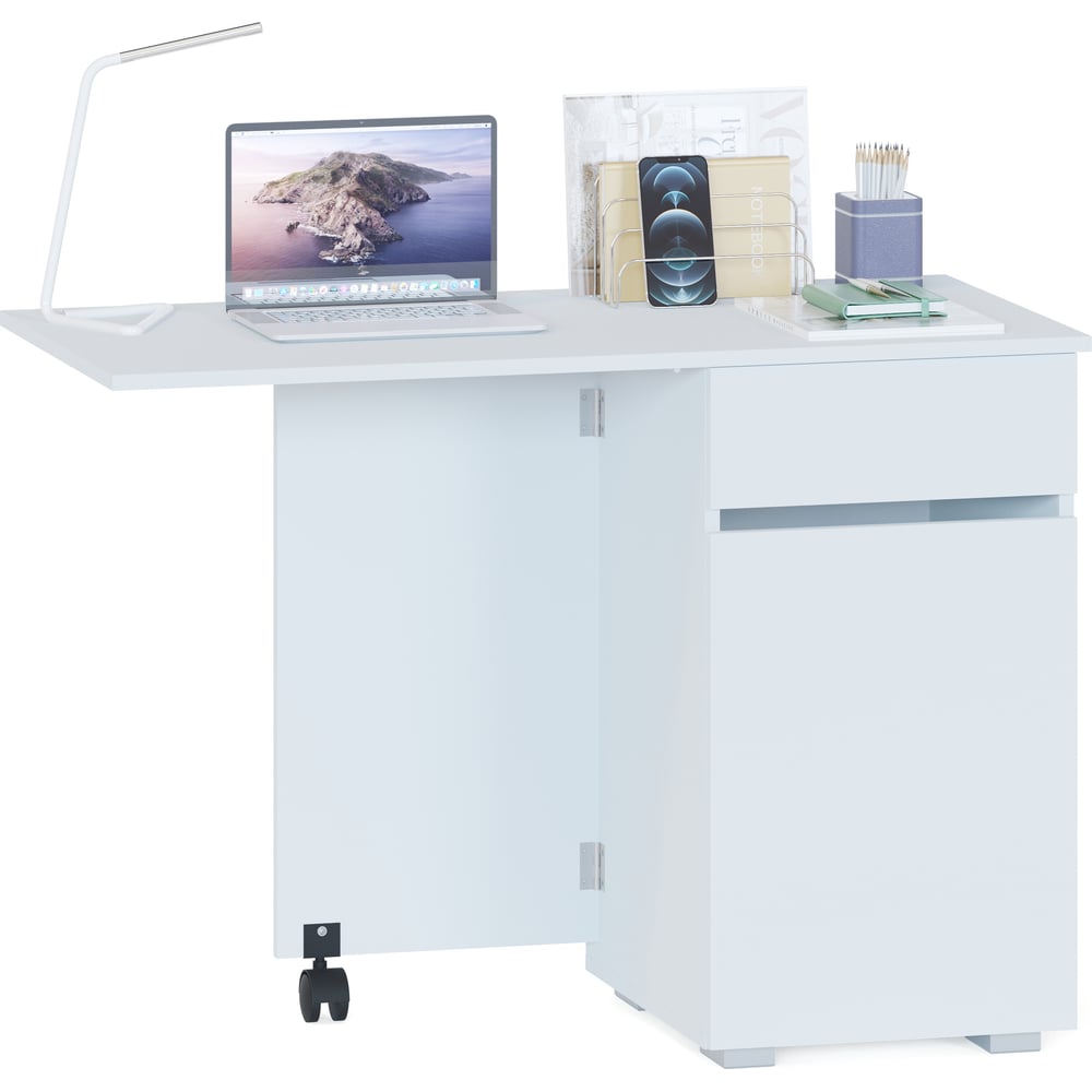 Изображение товара Стол раскладной СОКОЛ СП-25 белый - практичный письменный трансформер для дома и офиса