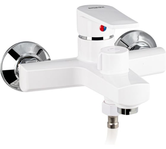 Изображение товара Смеситель для ванны BRIMIX короткий излив, БЕЗ ШЛАНГА И ЛЕЙКИ, шаровый, из высокопрочного АБС пластика, цвет БЕЛЫЙ 557-1