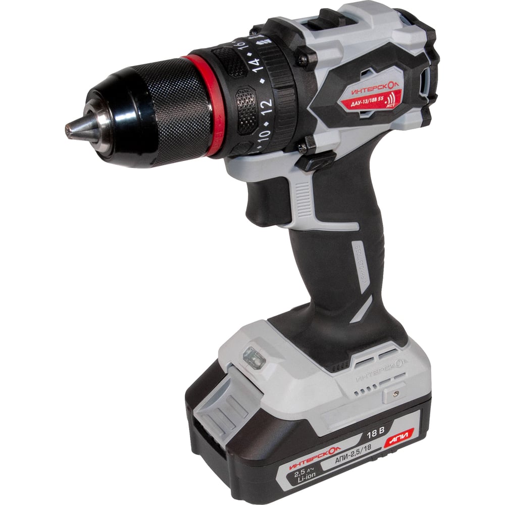 Изображение товара Аккумуляторная ударная дрель-шуруповерт Интерскол ДАУ-13/18В 55 Li-ion АПИ кейс + 2 АКБ