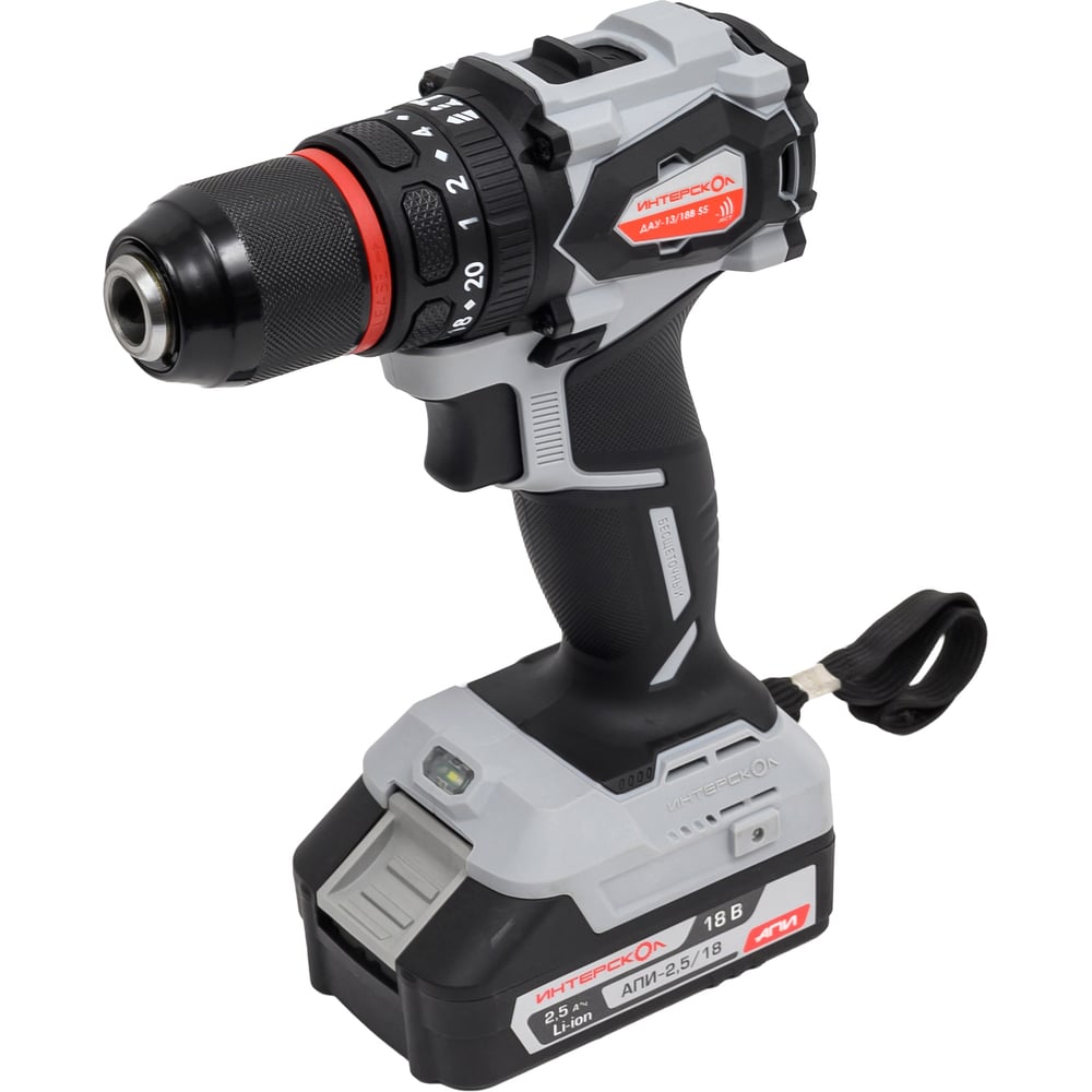 Изображение товара Аккумуляторная ударная дрель-шуруповерт Интерскол ДАУ-13/18В 55 Li-ion АПИ кейс + 2 АКБ