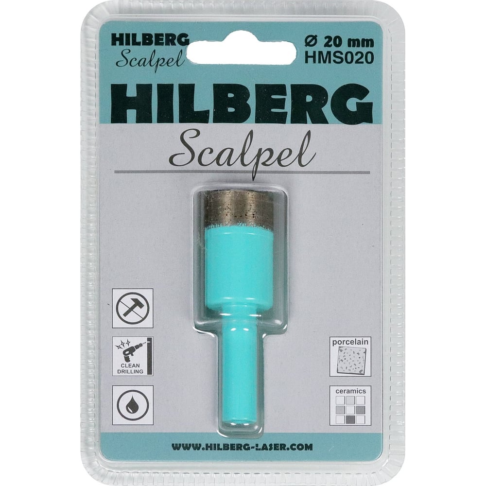 Изображение товара Алмазная коронка для керамики и керамогранита 20 мм Hilberg Scalpel HMS020