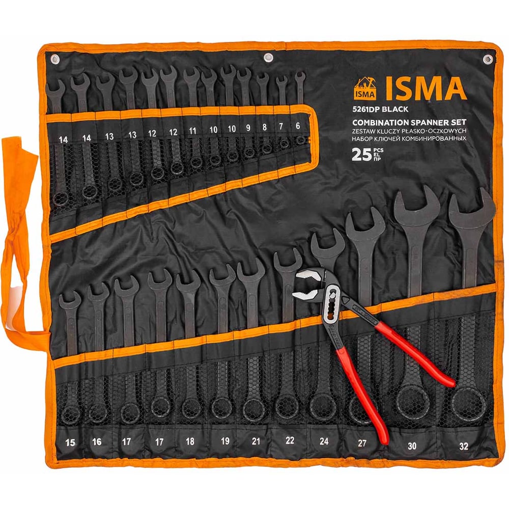Изображение товара Набор ключей комбинированных и рожковых ISMA 25 предметов -5261DP+1 BLACK