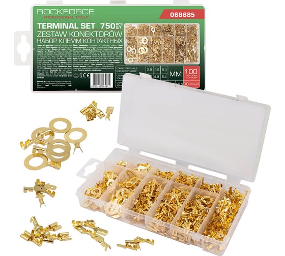 Изображение товара Клеммы контактные автомобильные Rockforce набор 750 предметов RF-068685(62213)