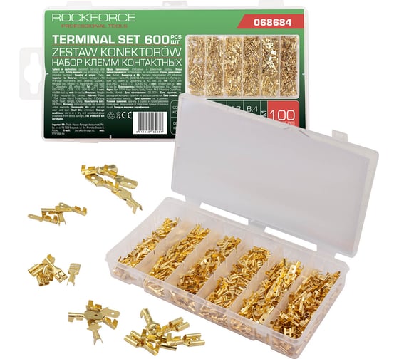 Изображение товара Клеммы контактные автомобильные Rockforce набор 600 предметов RF-068684(62212)