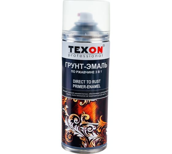 Изображение товара Грунт-эмаль по ржавчине Texon (RAL 9005 черный; аэрозоль; 520 мл) ТХ185115