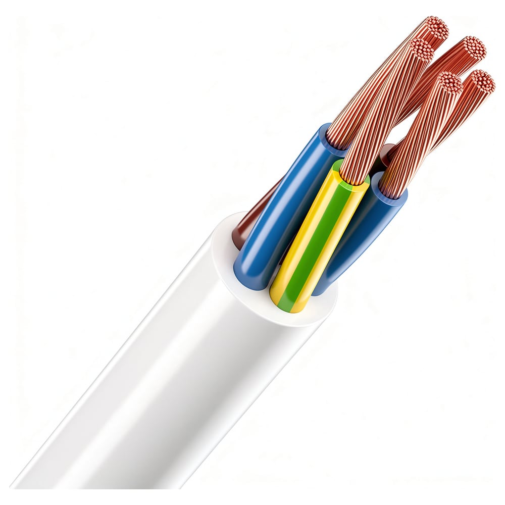 Изображение товара Электрический кабель ПВС 5х6 ГОСТ белый 40м