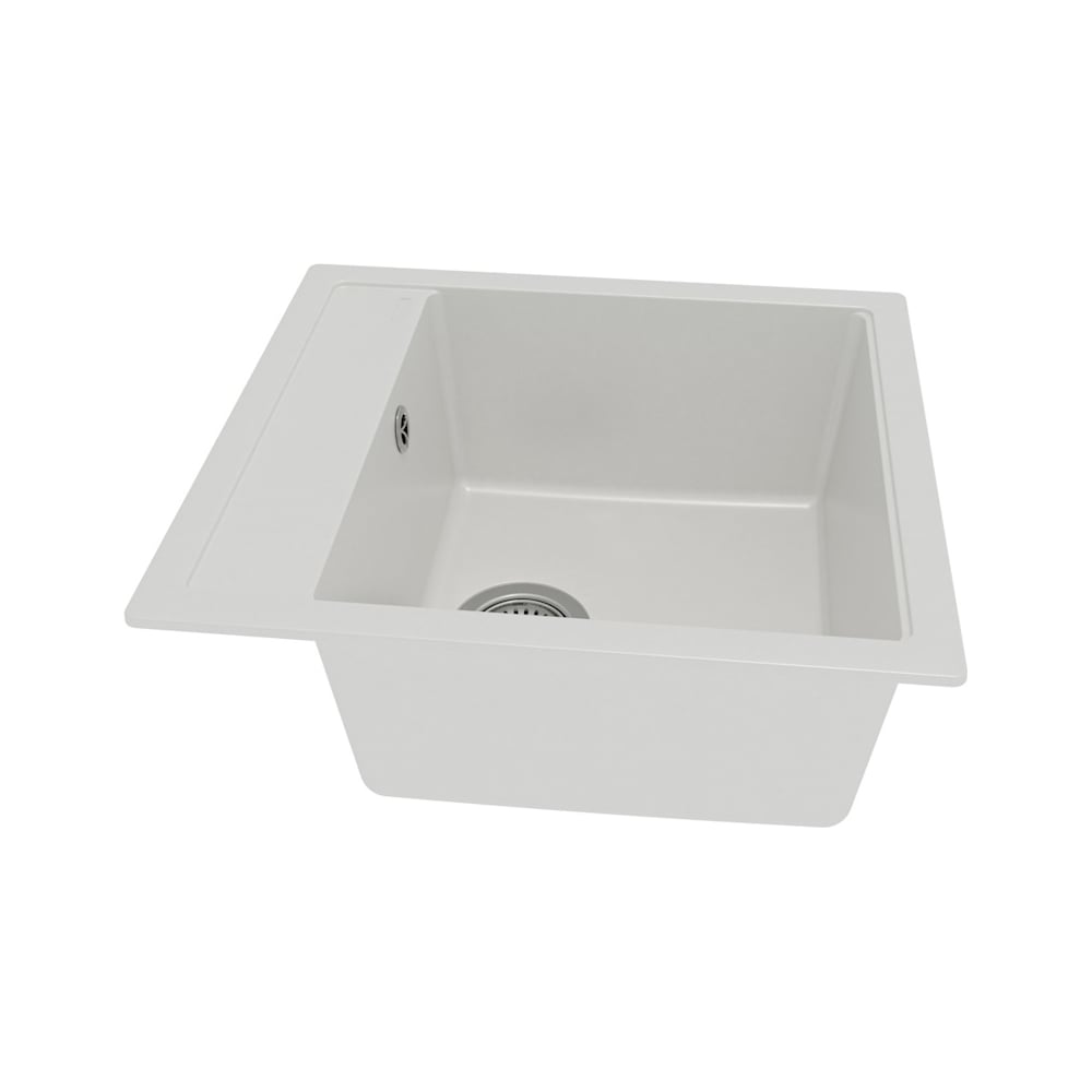 Изображение товара Мойка для кухни Teymi 46х51 белая матовая Lori Mini T120129 - врезная кварцовая мойка с сифоном