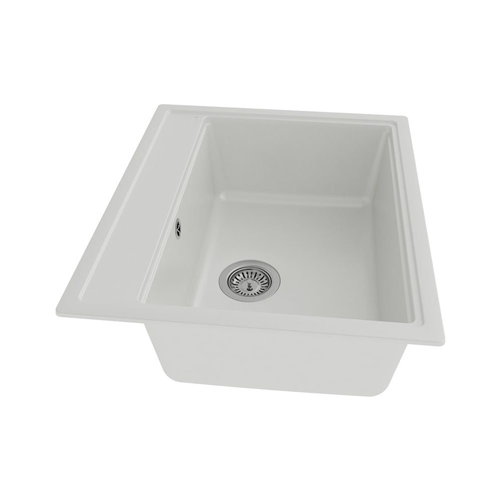 Изображение товара Кухонная мойка Teymi Lori Maxi 60х51 белая матовая из кварца, установка врезная