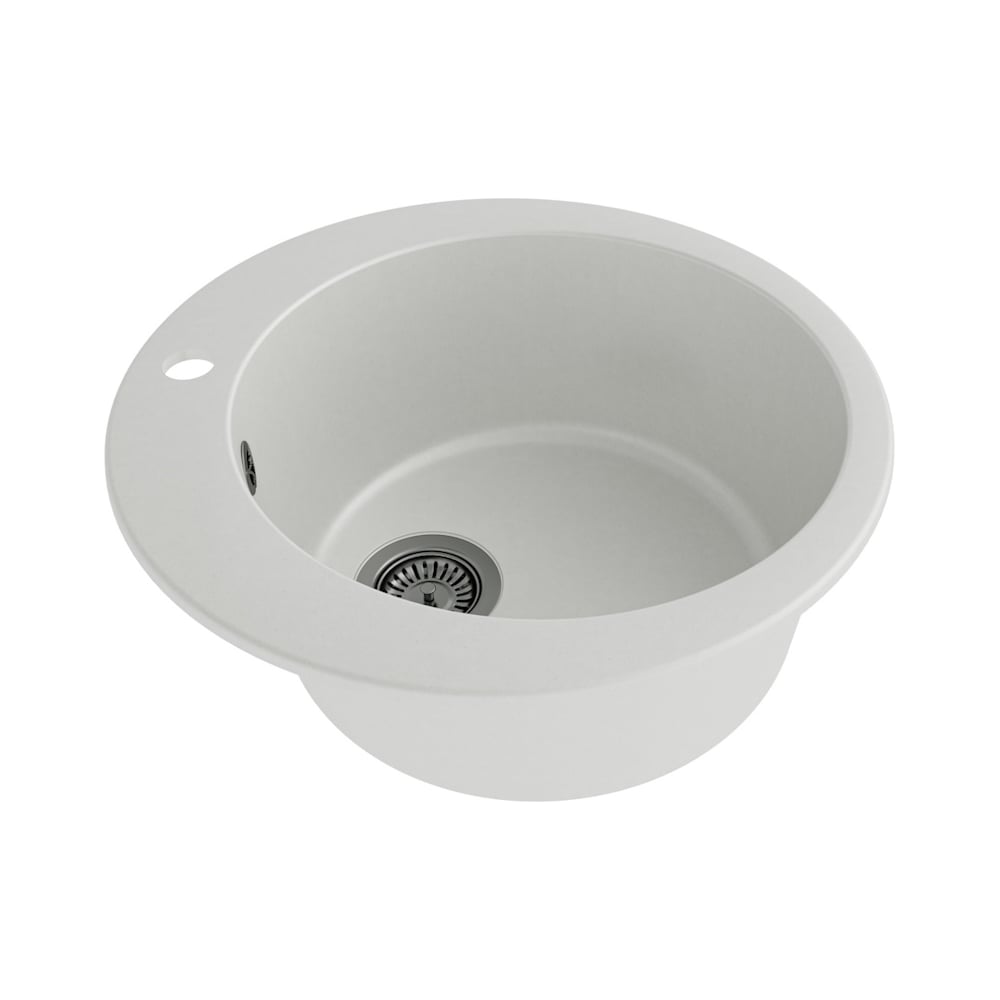 Изображение товара Круглая кухонная мойка Teymi D51 белая матовая кварц врезная серия Lori