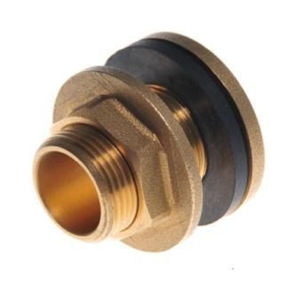 Изображение товара Штуцер с контргайкой SMT 1 дюйм латунь для врезки в бак, прочный и герметичный