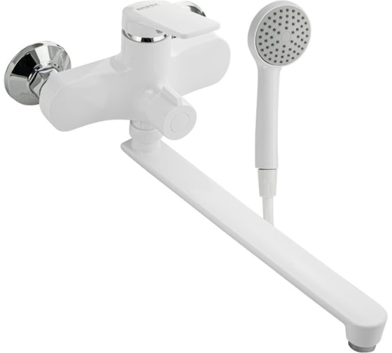 Изображение товара Смеситель для ванны BRIMIX с длинным изливом, шаровый, из высокопрочного АБС пластика, цвет БЕЛЫЙ 5566