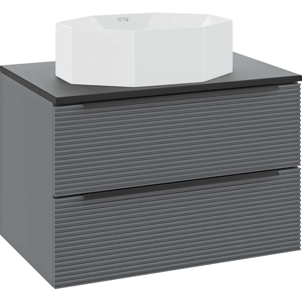 Изображение товара Тумба Runo Орлеан 60 серый черный для ванной комнаты