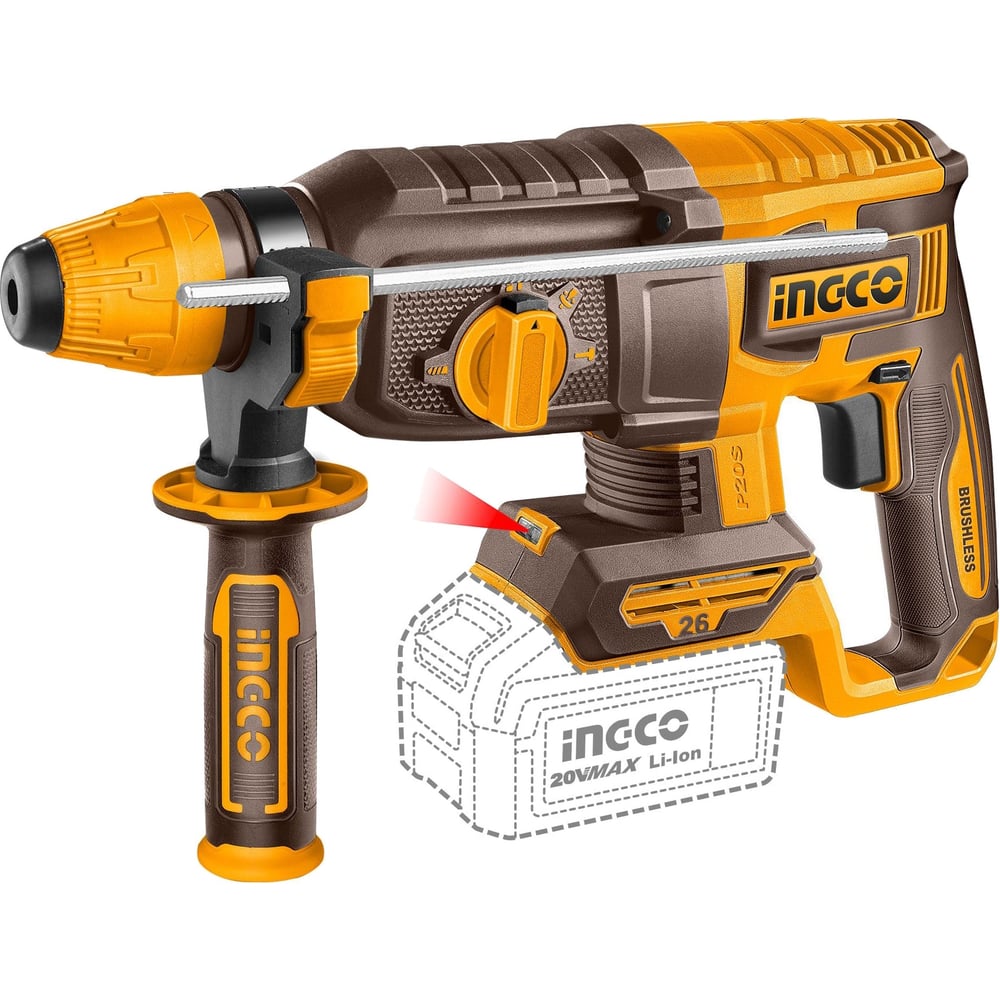 Изображение товара Аккумуляторный перфоратор INGCO BL 20В без АКБ и ЗУ полупрофессиональный