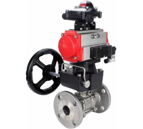 Изображение товара Кран шаровой DN.ru КШФПТ 304.180 Ду40 Ру40 пневмопривод SA-083, пневмораспределитель 220VAC, БКВ LSB-210, БПВ D160-72148